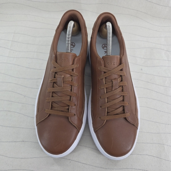 Kizik Unisex Vegas Brown Leather Casual Walking Sneakers Shoes Size 7.5 M/ 9 W - Picture 3 of 11